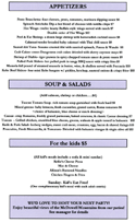 Appetizers, Salads and Kids Menu - click to enlarge